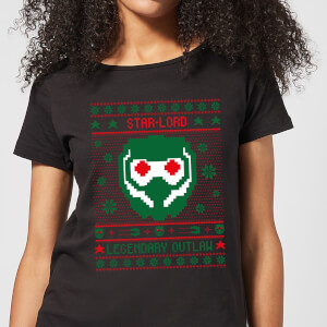 Guardians Of The Galaxy Star-Lord Pattern Women's Christmas T-Shirt - Black