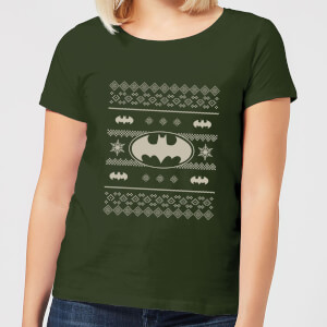 DC Batman Knit Pattern Damen Christmas T-Shirt - Dunkelgrün