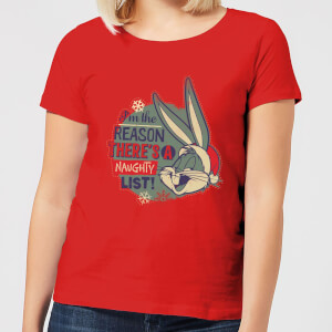 Looney Tunes I'm The Reason There Is A Naughty List Damen Christmas T-Shirt - Rot