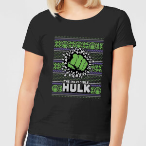 Marvel Hulk Punch Women's Christmas T-Shirt - Black