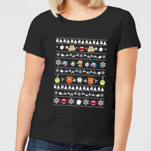 Muppets Pattern Damen Christmas T-Shirt - Schwarz