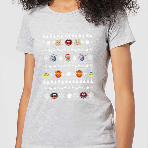 Muppets Pattern Women's Christmas T-Shirt - Grey