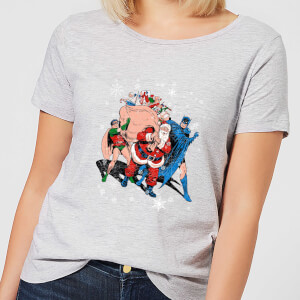 DC Batman Robin Santa Claus Women's Christmas T-Shirt - Grey