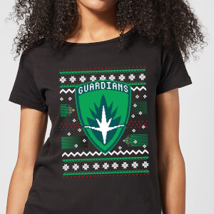 Guardians Of The Galaxy Badge Pattern Christmas Women's Christmas T-Shirt - Black