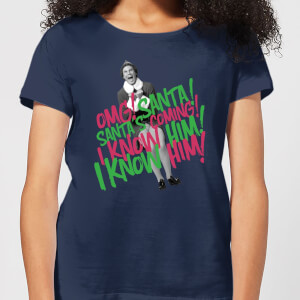 Elf Santa! I Know Him! Women's Christmas T-Shirt - Navy