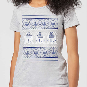 Star Wars R2-D2 Knit Women's Christmas T-Shirt - Grey