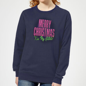 National Lampoon Merry Christmas (Kiss My @$$) Women's Christmas Sweatshirt - Navy