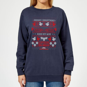 National Lampoon Merry Christmas Knit Women's Christmas Sweatshirt - Navy