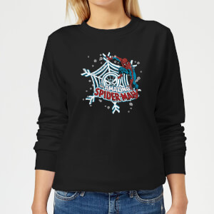 Marvel The Amazing Spider-Man Snowflake Web Women's Christmas Sweatshirt - Black