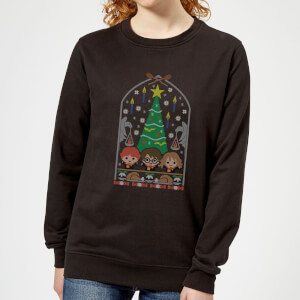 Harry Potter Hogwarts Tree Women's Christmas Sweatshirt - Black
