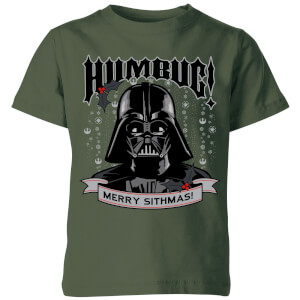 Star Wars Darth Vader Humbug Kids' Christmas T-Shirt - Forest Green