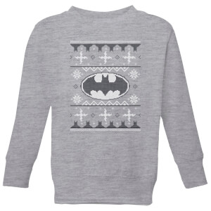 DC Batman Knit Kids' Christmas Sweatshirt - Grey