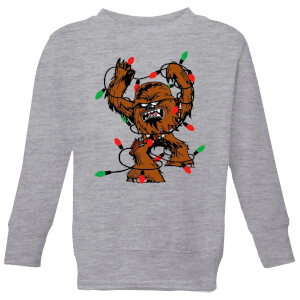 Star Wars Tangled Fairy Lights Chewbacca Kids' Christmas Sweatshirt - Grey