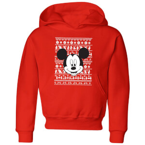 Felpa con cappuccio Disney Topolino Face Christmas - Rosso - Bambini