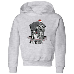 Star Wars Happy Holidays Droids Kids' Christmas Hoodie - Grey