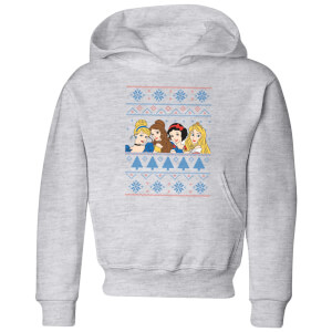 Disney Princess Faces Kids' Christmas Hoodie - Grey