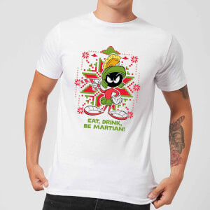 Looney Tunes Eat Drink Be Martian Men's Christmas T-Shirt - White