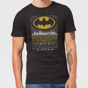 DC Seasons Greetings From Gotham Men's Christmas T-Shirt - Black