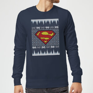 DC Superman Knit Christmas Sweatshirt - Navy