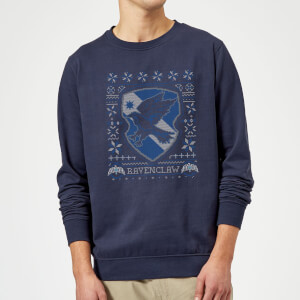Harry Potter Ravenclaw Crest Christmas Sweatshirt - Navy