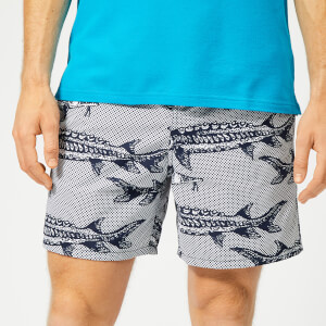 Vilebrequin Men's Moorea Large Fish Print Swim Shorts - White