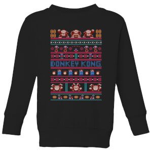 Nintendo Donkey Kong Retro Black Kid's Christmas Sweatshirt - Black