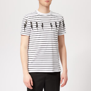 Neil Barrett Men's Bolt Wings Striped T-Shirt - White/Black