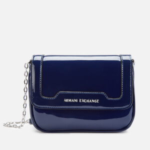 Armani Exchange Women's Patent Small Cross Body Bag - Navy