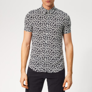 Emporio Armani Men's All Over Print Short Sleeve Shirt - Fant Blue