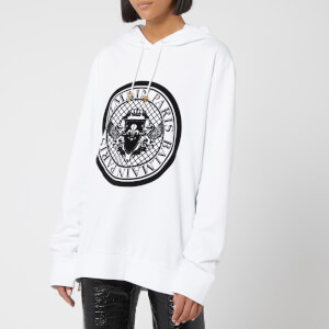 Balmain Women's Flocked Coin Hoody - White