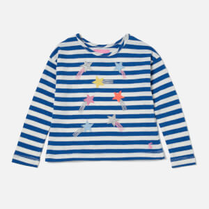 Joules Girls' Cora Jersey Top - Blue Cream Stripe