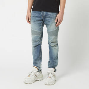 Balmain Men's Tapered Biker Jeans - Bleu