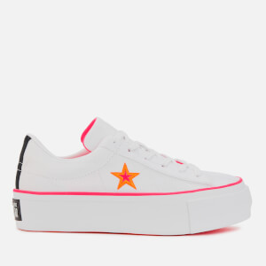 Converse Women's One Star Platform Ox Trainers - White/Racer Pink/Orange Rind