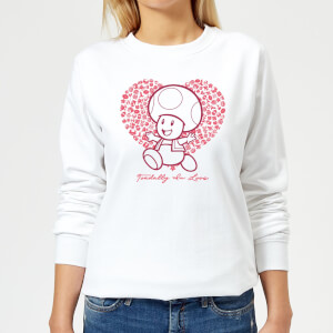 Super Mario Toadally In Love Women's Sweatshirt - White