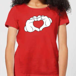 Disney Mickey Heart Hands Women's T-Shirt - Red