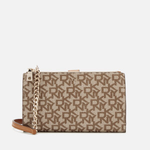 DKNY Women's Bryant Double Zip Cross Body Bag Wallet - Chino Logo/Driftwood