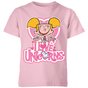 Dexters Lab Dee Dee I Love Unicorns Kids' T-Shirt - Baby Pink