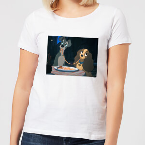 Disney Lady And The Tramp Spaghetti Scene Women's T-Shirt - White