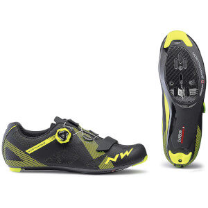 Northwave Storm Carbon Road Shoes - Black/Yellow Fluo