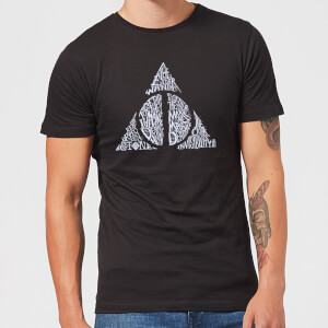 Harry Potter Deathly Hallows Text Men's T-Shirt - Black