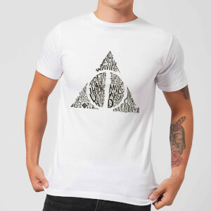Harry Potter Deathly Hallows Text Men's T-Shirt - White