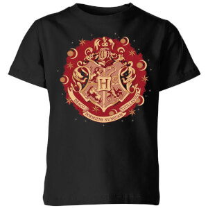 Harry Potter Hogwarts Christmas Crest Kids' T-Shirt - Black