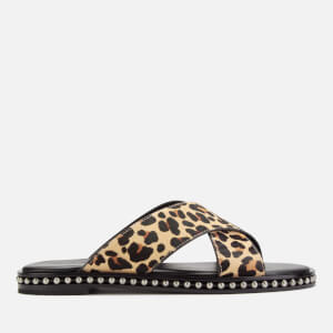 Coach Women's Hailey Beadchain Haircalf Slide Sandals - Natural