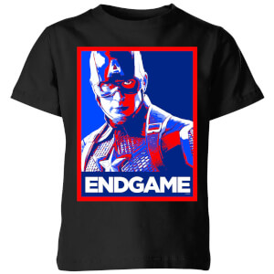 T-Shirt Avengers Endgame Captain America Poster - Nero - Bambini