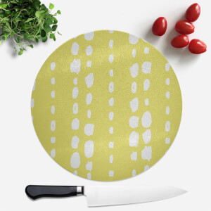 Lime Green Dot Lines Round Chopping Board