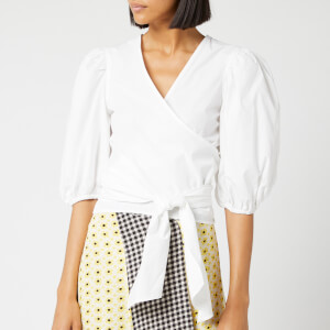 Ganni Women's Plain Cotton Poplin Shirt - White