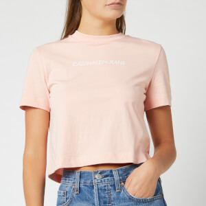 Calvin Klein Jeans Women's Shrunken Institutional Crop T-Shirt - Blossom