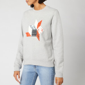 Calvin Klein Jeans Women's Quilt Graphic Crew Neck Sweatshirt - Light Grey Heather