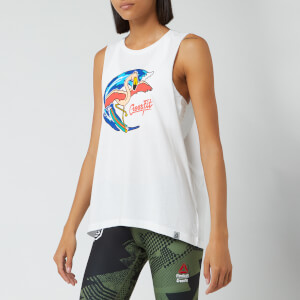 Reebok Women's Crossfit Surfer Flamingo Muscle Top - White