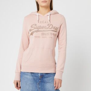 Superdry Women's Vintage Logo Glitter Emboss Entry Hoodie - Copper Blush